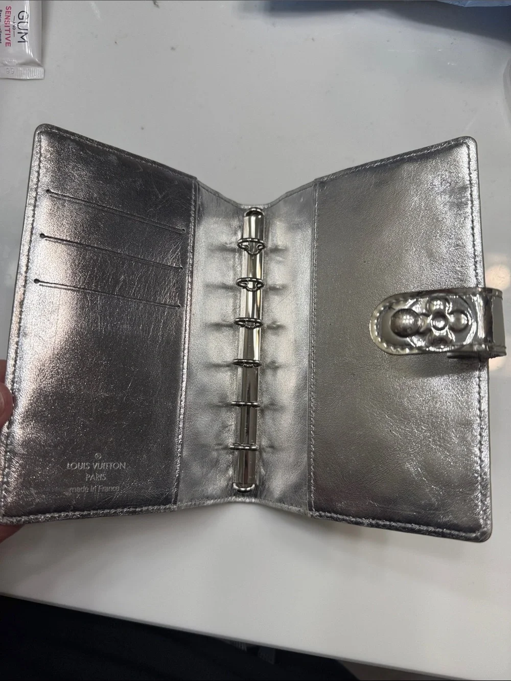 RARE Louis Vuitton Silver Monogram Embossed PM Agenda